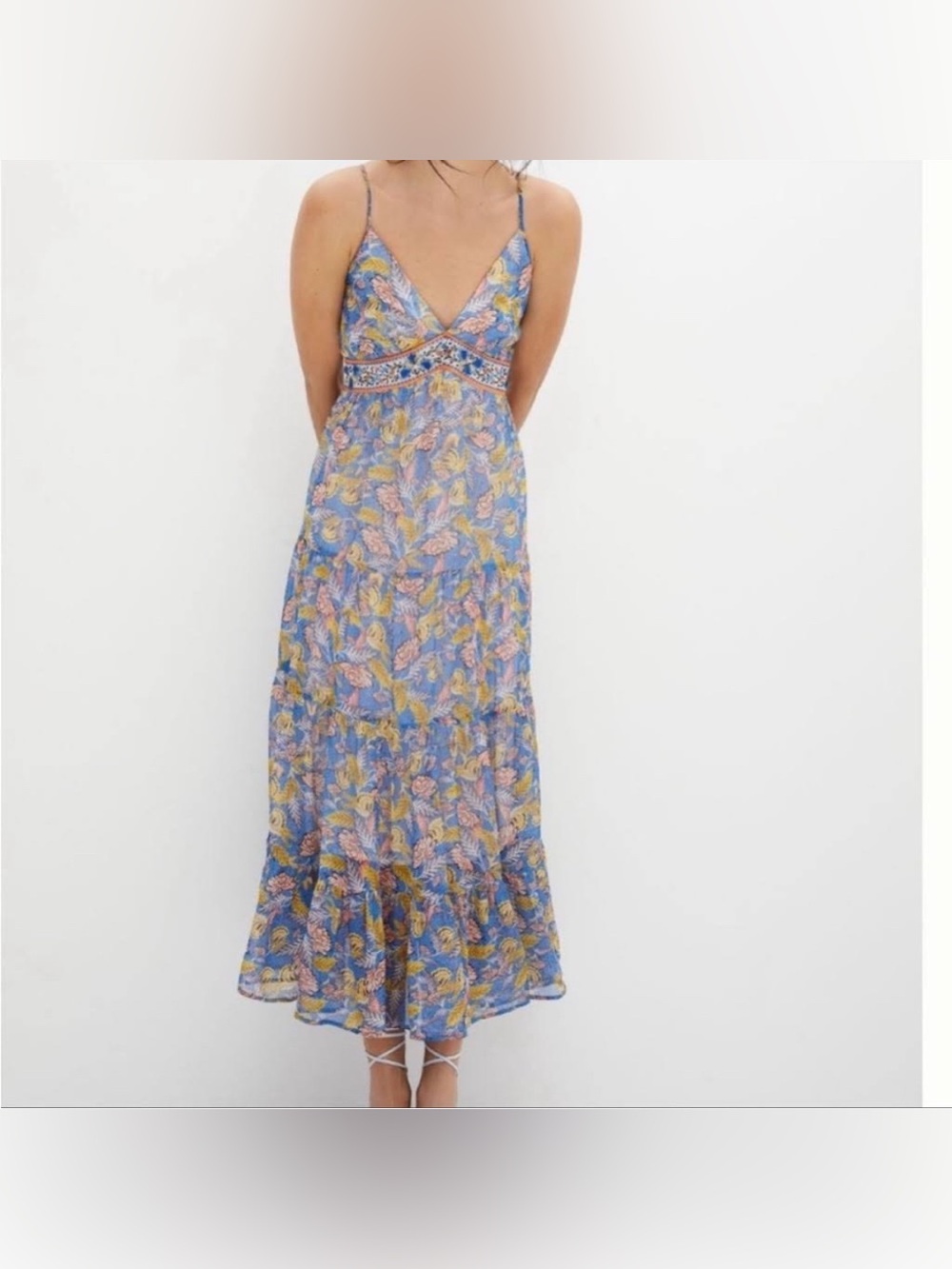 Verb by Pallavi Singh Vineyard Floral Maxi Dress Blue Multicolor Medium